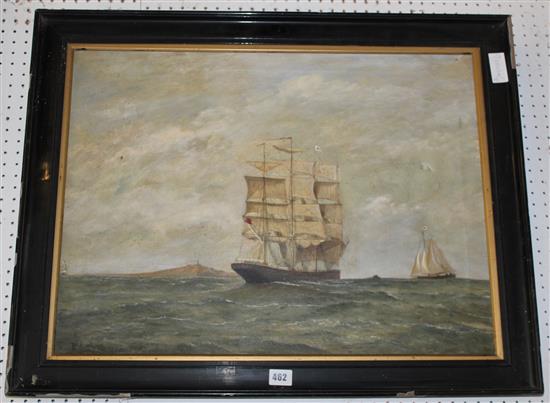 W Marsh 1928 oil on canvas - Sail ships